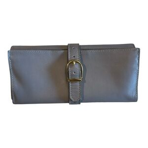 Vintage Bosca Leather Jewelry Travel Holder Case Gray New Excellent